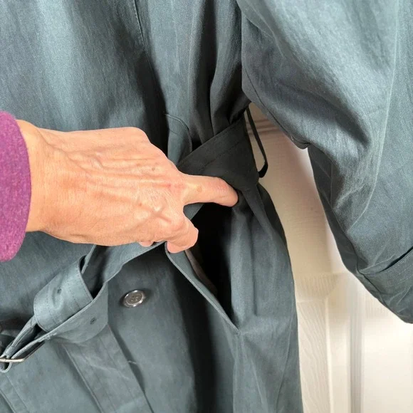 London Fog Men's Double-Breasted Belted Trench Coat 42 REG Green Made in USA